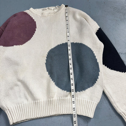 Perry Ellis VTG Atomic Pullover Sweater Womens M Multicolor Abstract Ski Cotton