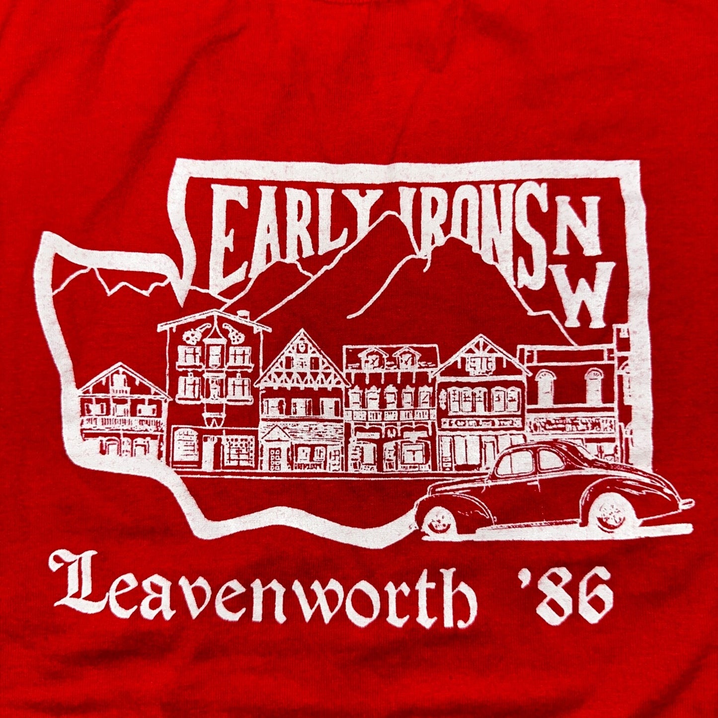 Early Irons Leavenworth NW VTG T Shirt 1980s 80s Car Graphic PDX Oregon Travel