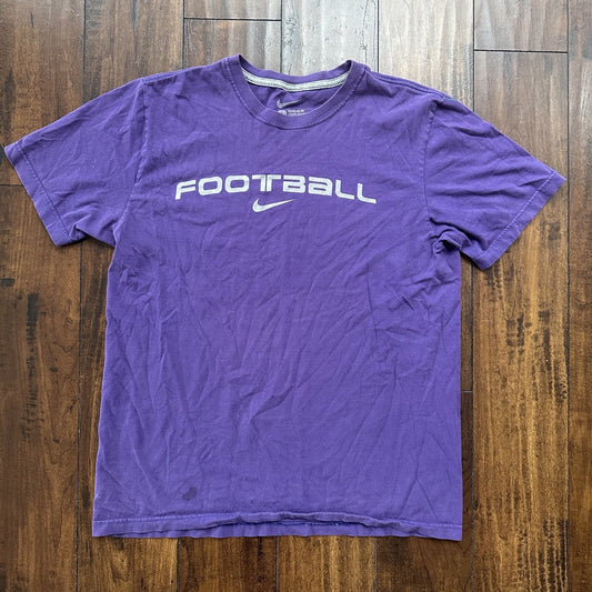 Nike Vintage Style T Shirt Center Swoosh Football Purple Sports Gym Tee