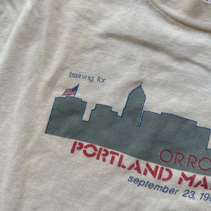 Portland Marathon Vintage T Shirt Used White 80s Running Road Runner 1986 Hanes