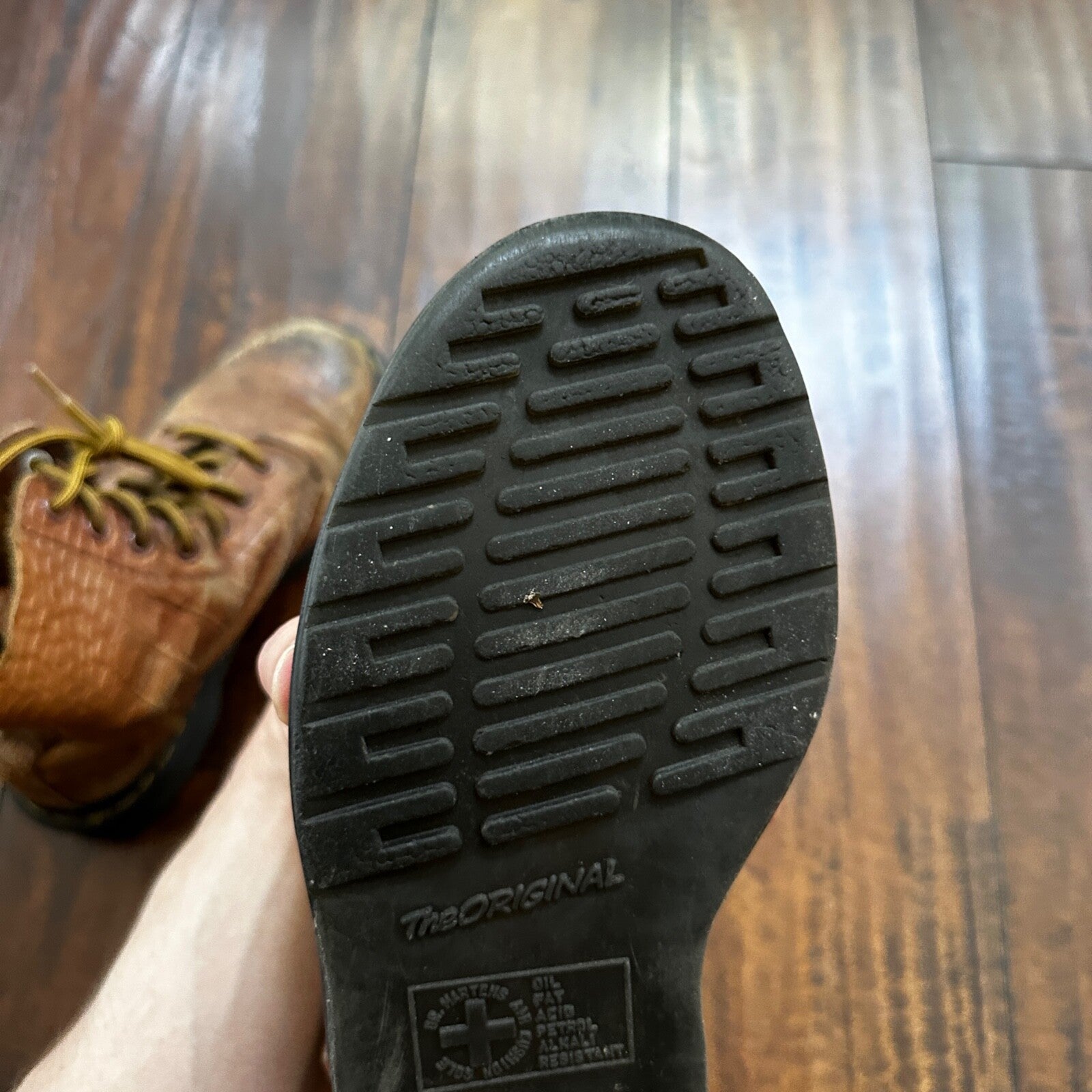 Dr. Martens Pascal Croc Brown Leather Lace-up Boots Women’s Size 6 HEAVY USED