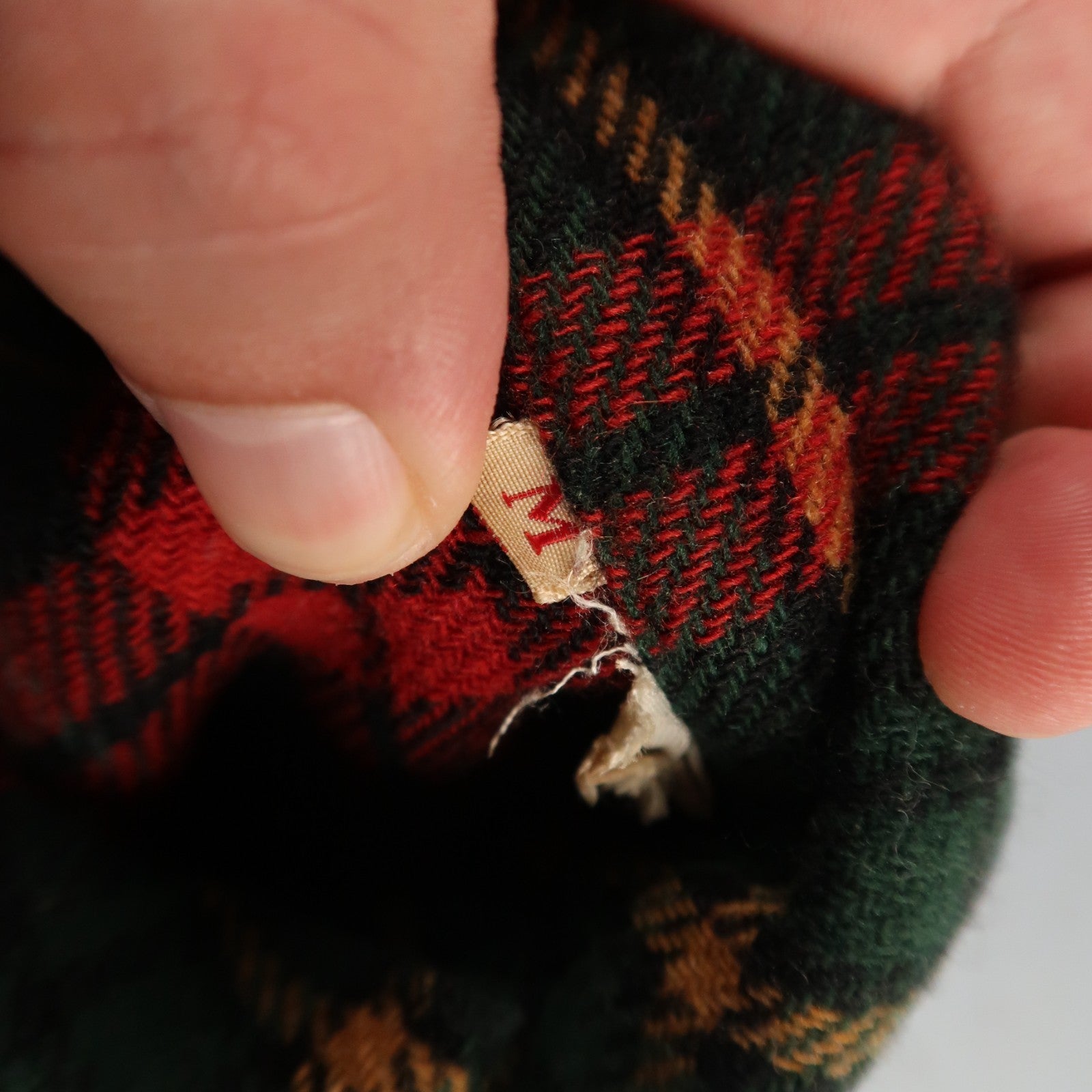 VTG 60s Wool Button Down Shirt Loop Wool Plaid Flannel Shirt 50s Red Rockabilly