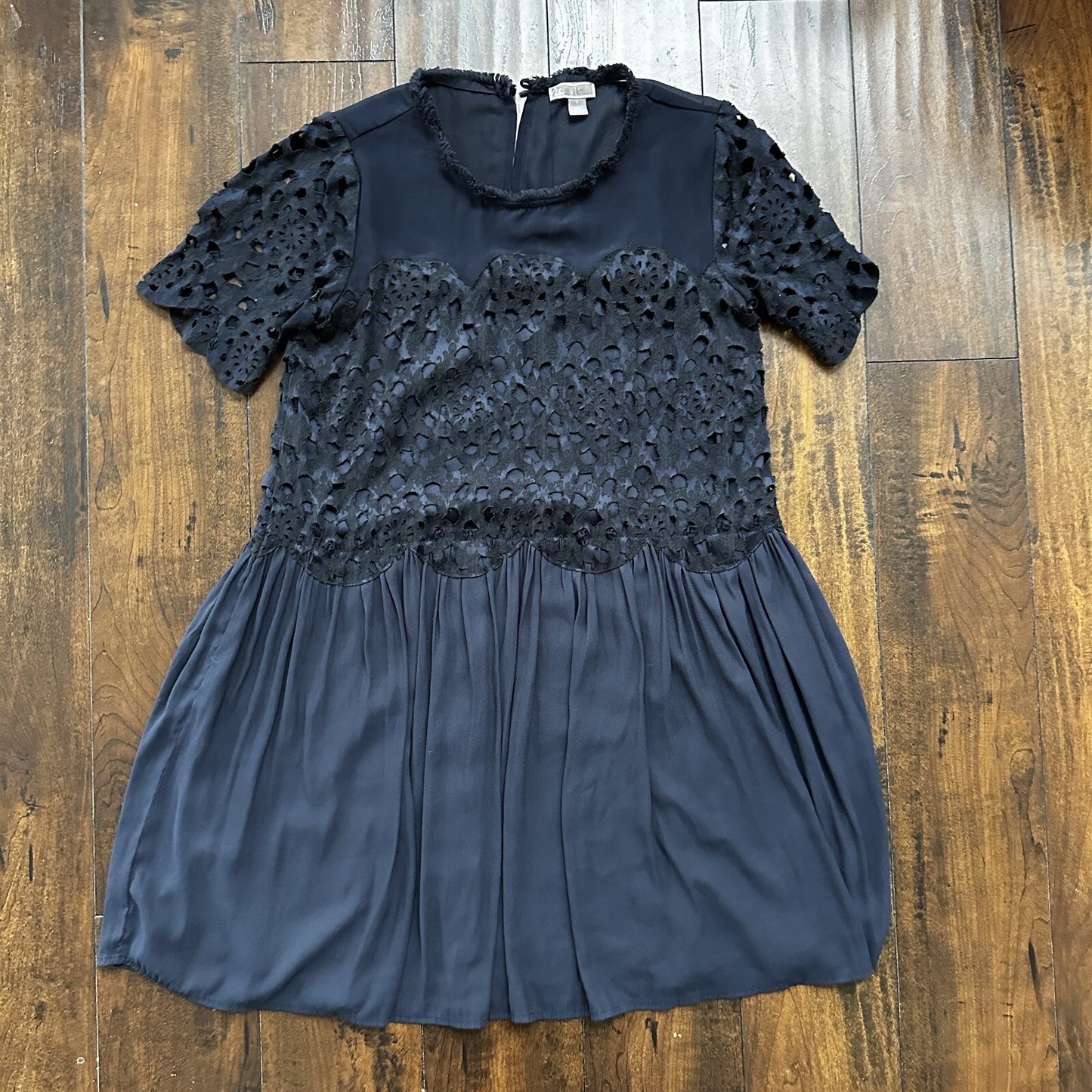 Chelsea28 Dress Womens S Navy Dot Flowy Long Sleeve Midi Cute Blue Vtg Style