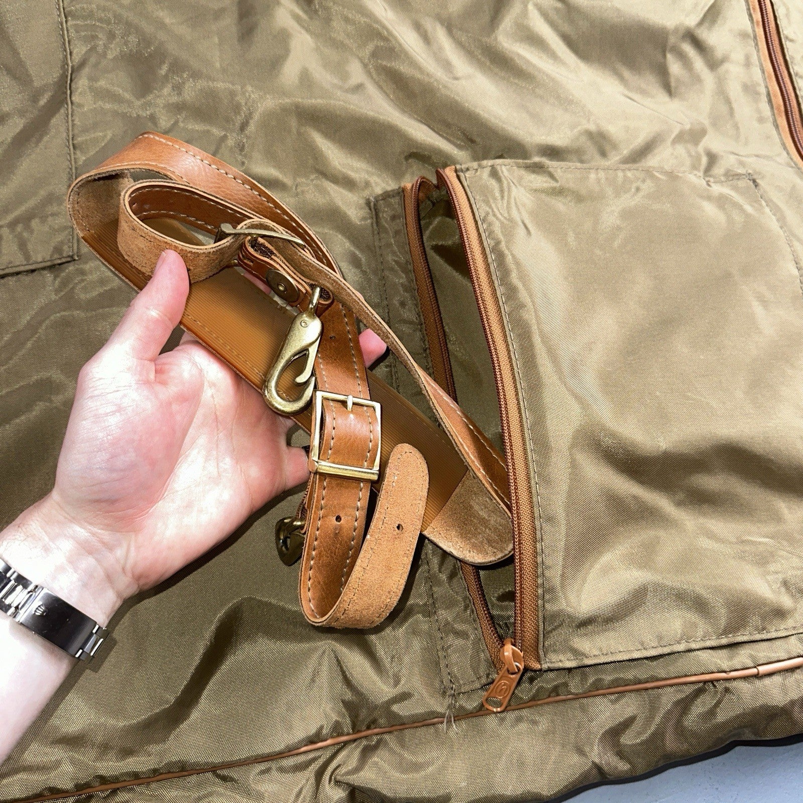 VTG Hartmann Garment Suit Bag Carry On Leather & Nylon 25x40 Luggage Hang up