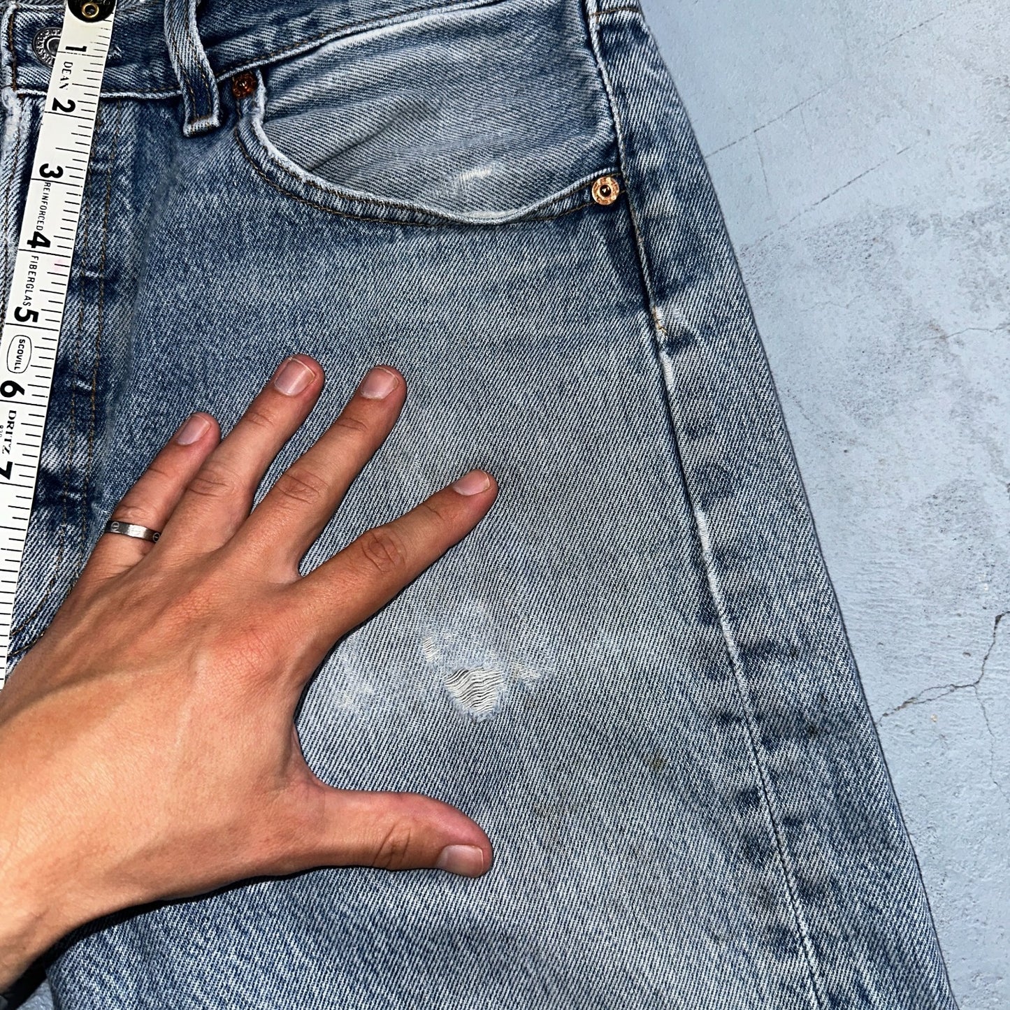 Levis 501 Vintage 90s Mexico Straight Leg Jeans Blue Light Wash 33x36 Act 31x32