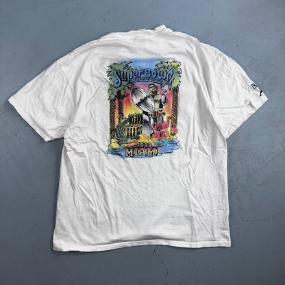Miami Super Bowl 1999 90s VTG T Shirt Graphic Art Football Sports Dolphins