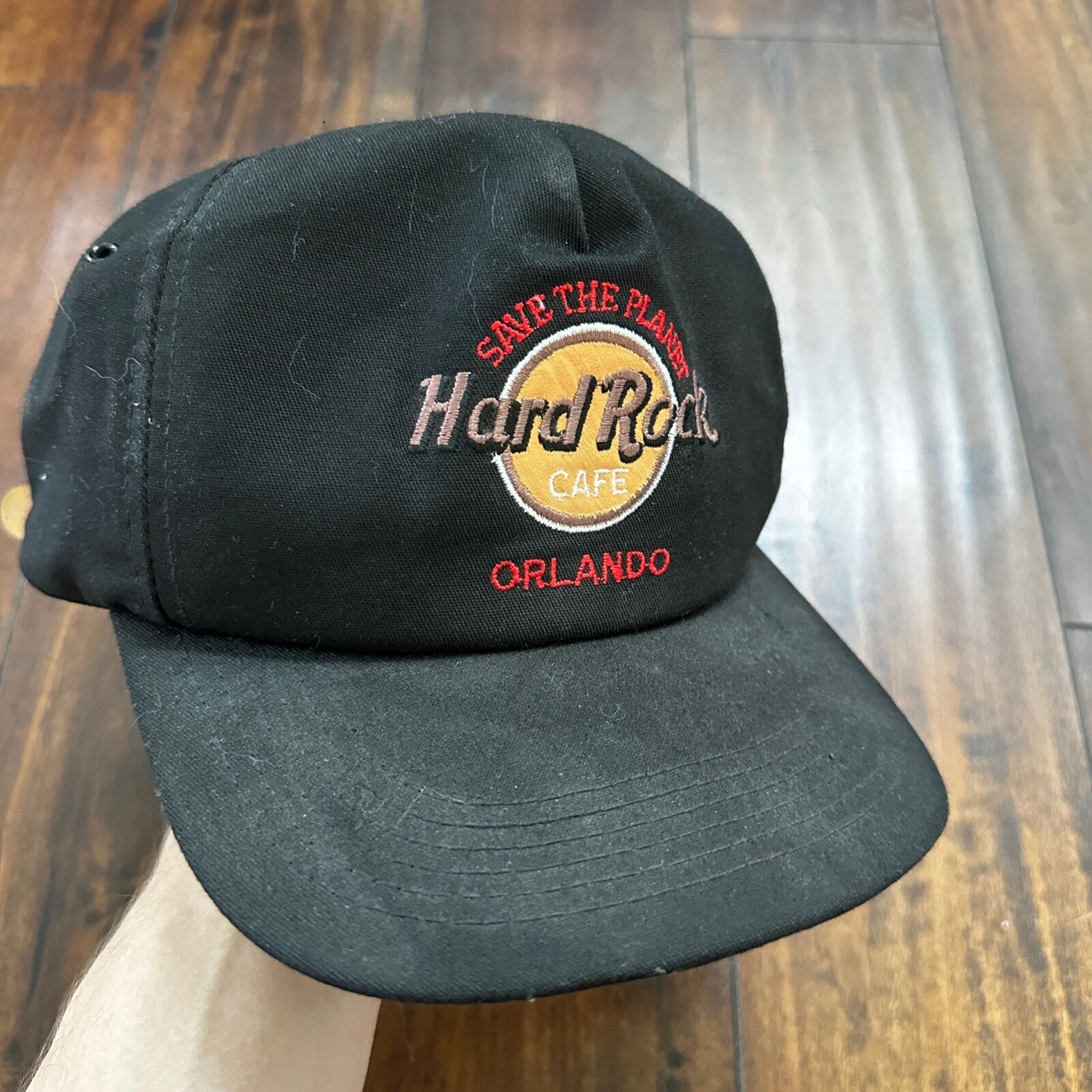Orlando Hard Rock Cafe Vintage Hat Cap Snapback USA Black 90s Save Planet