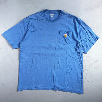 Carhartt Blue Pocket Y2K VTG T Shirt K87 Simple Basic Workwear 2009 Size XL