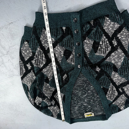 Vintage Le Tigre Mens Sweater M Blue Geometric Cardigan Grandpa 90s Cozy Aztec