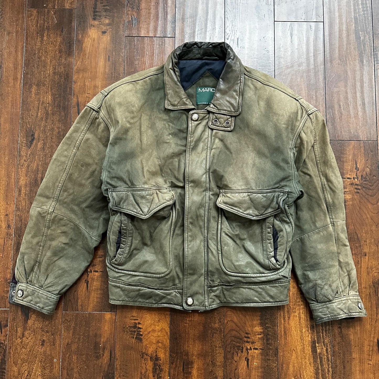 Andrew Marc NEW YORK Mens Suede Leather Coat Jacket Boxy Vintage Y2K 90s A2