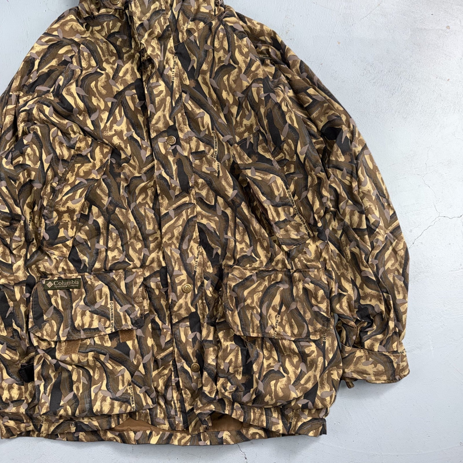 Vintage Columbia Delta Marsh Camo Jacket Men's Large Full Zip Hunting 1995