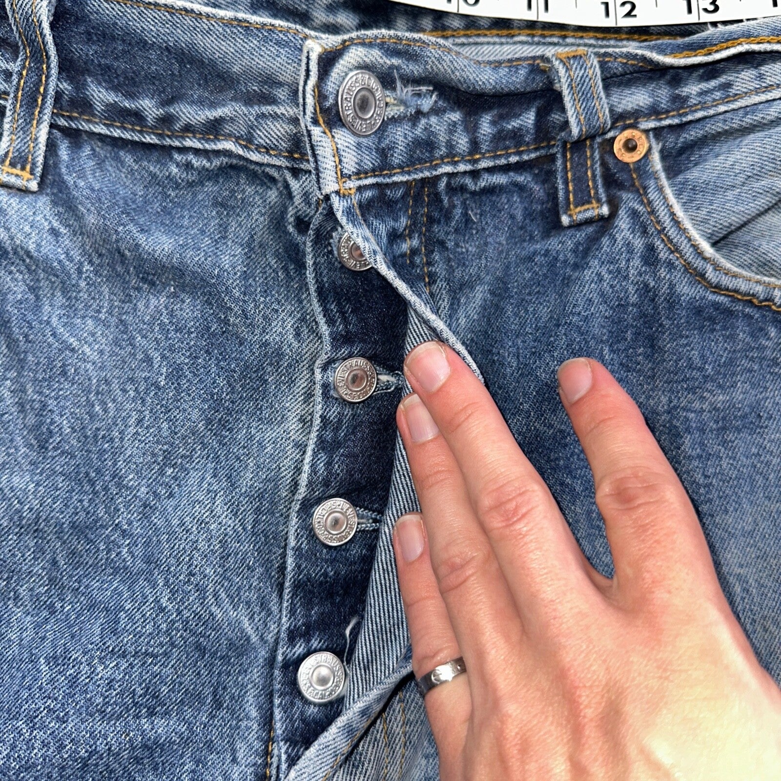 Levis 501 Vintage 90s UK XX Straight Leg Jeans 36x32 Blue Med Wash Act 33x30