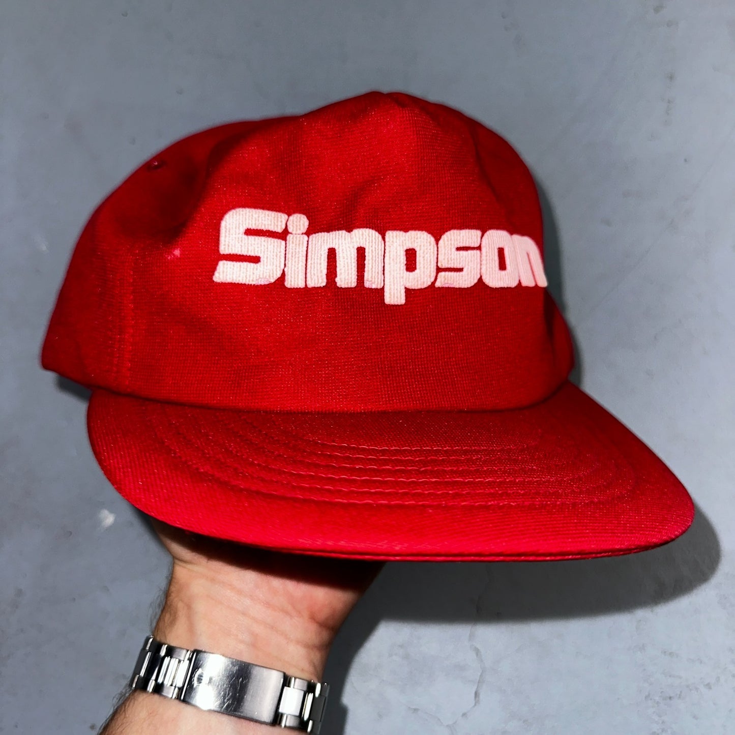Vintage Simpson Racing Hat Cap Red Snapback Motorsports Auto Garage USA