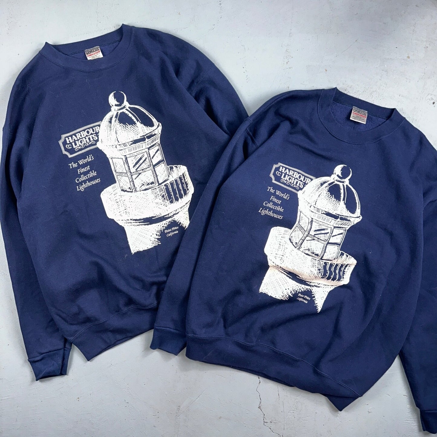 Oneita Sweatshirt XL VTG Crewneck Sweat Harbour Lights Lighthouse USA 90s Lot 2