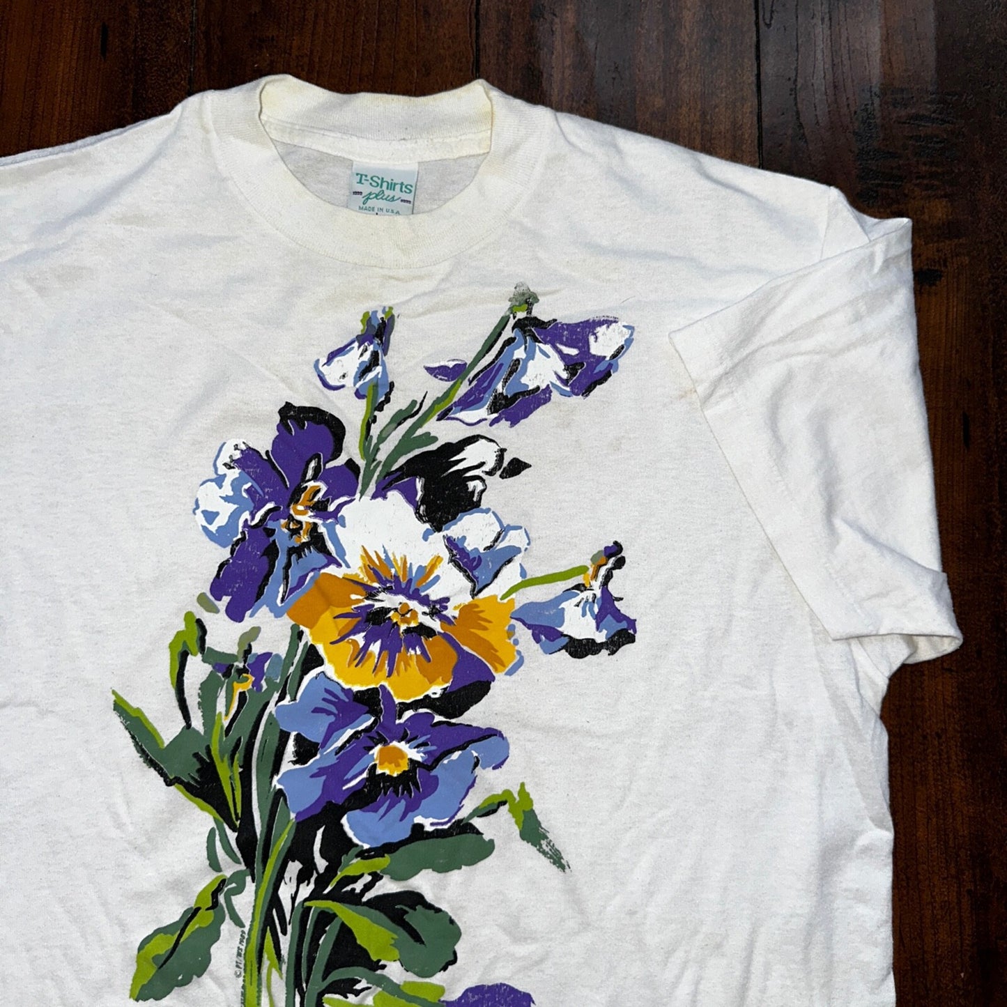 Flowers Art Single Stitch 80s Vintage T Shirt 1989 Travel Garden Plants Life
