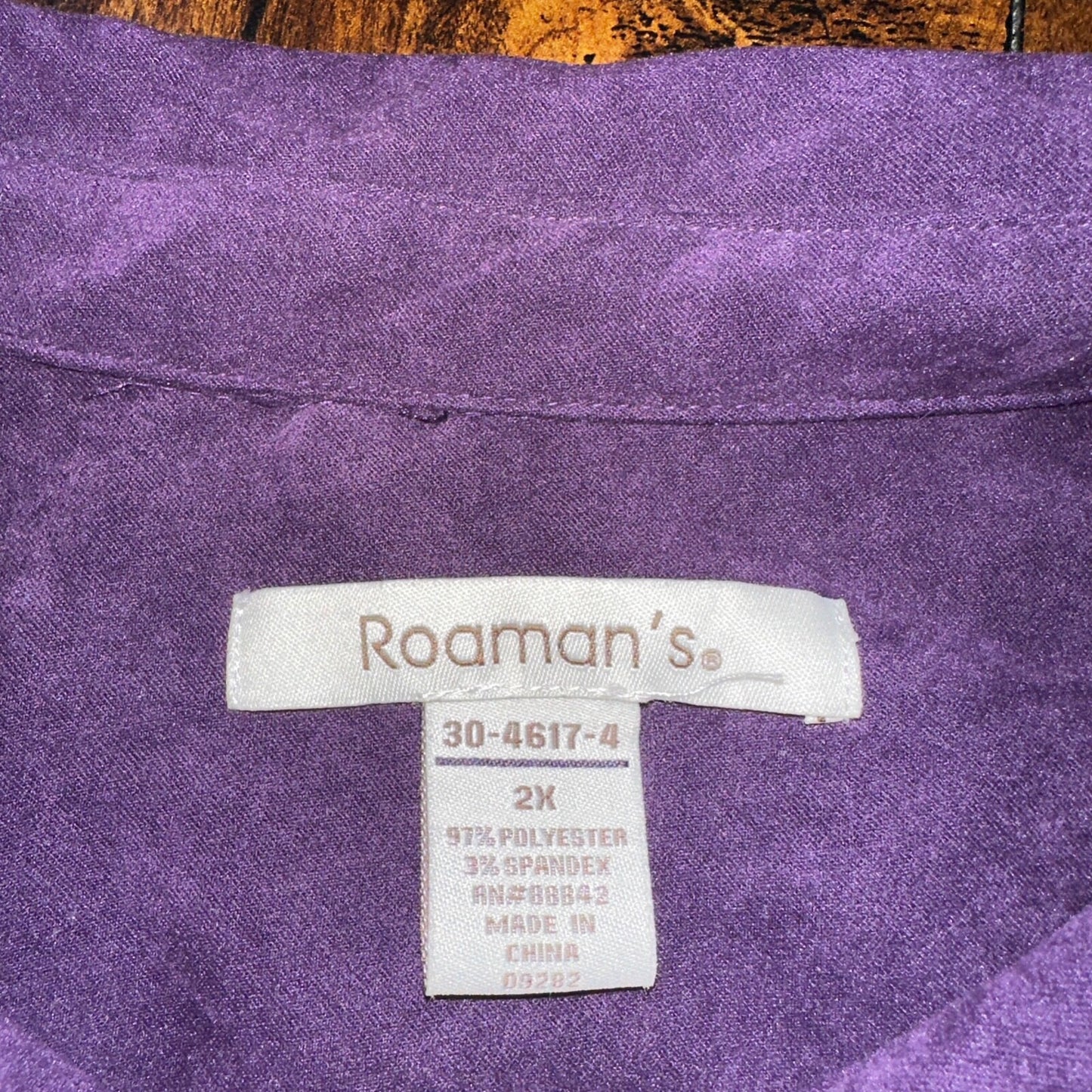 Roaman's Women's Shirt Size 2X Lavender Button Poly Spandex Down