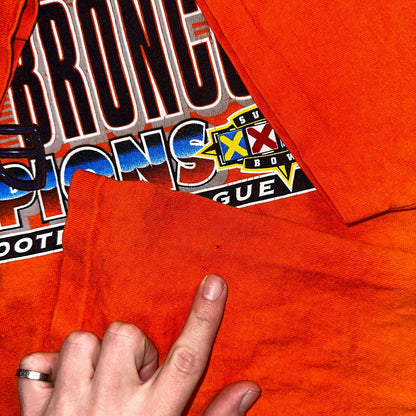 Denver Broncos 1997 Vintage Logo 7 AFC Champion T Shirt Orange Football 2XL