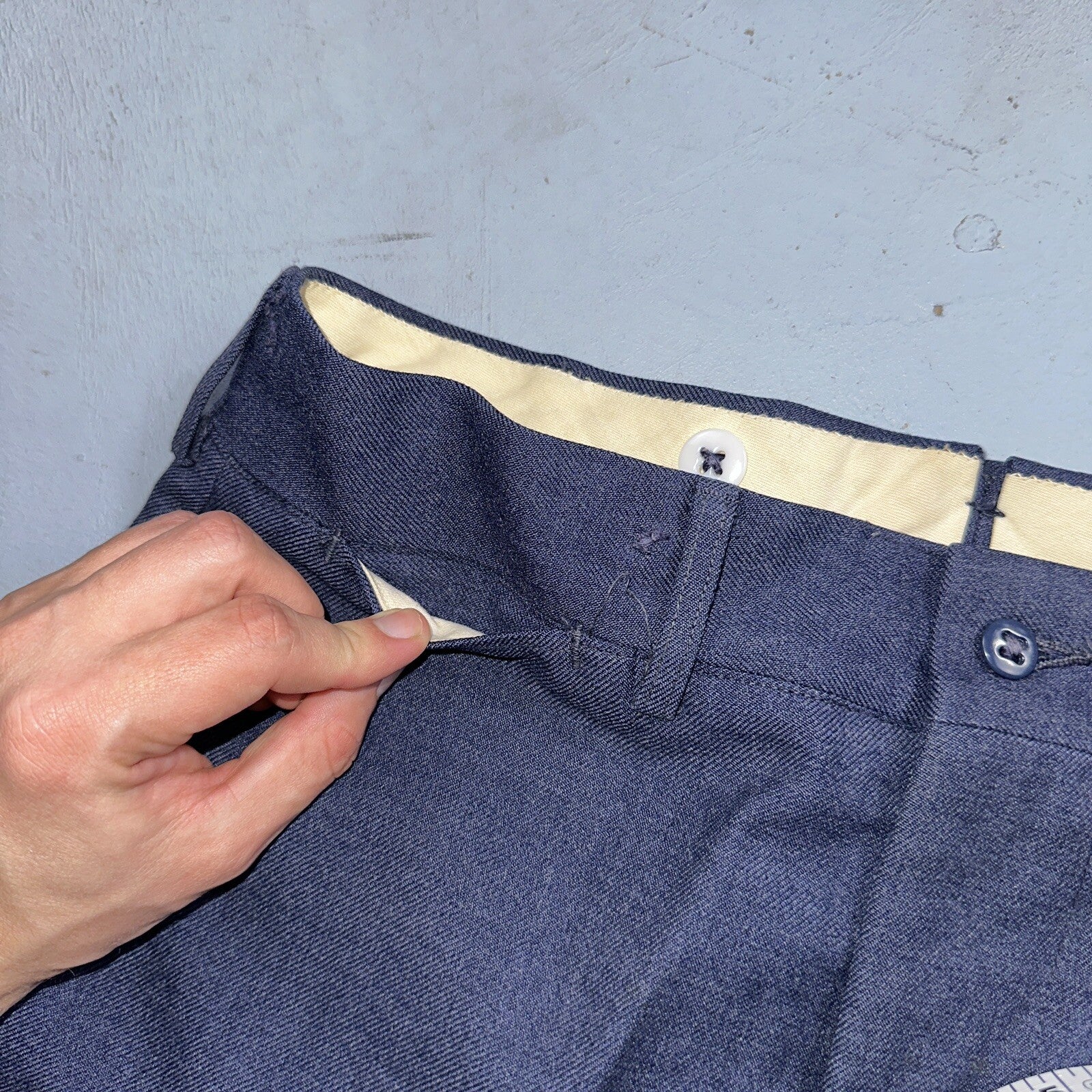 ORIGINAL WWII US ARMY M1944 WOOL COMBAT FIELD TROUSERS- SMALL 32 WAIST BLUE NAVY