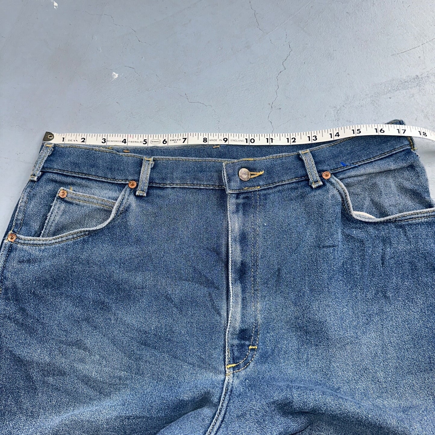 Lee VTG 80 Riders Denim Boot Cut Flare Jeans USA 34x31 Med Wash Cowboy 1980s