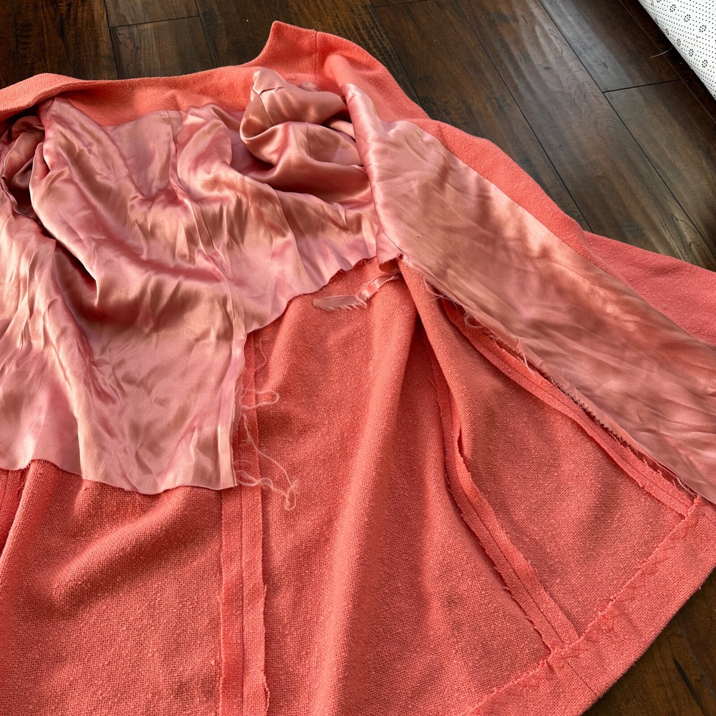 VTG 70s Overcoat Coat Pink Wool Union Made Pom Pom Northfield Rockabilly 1970s