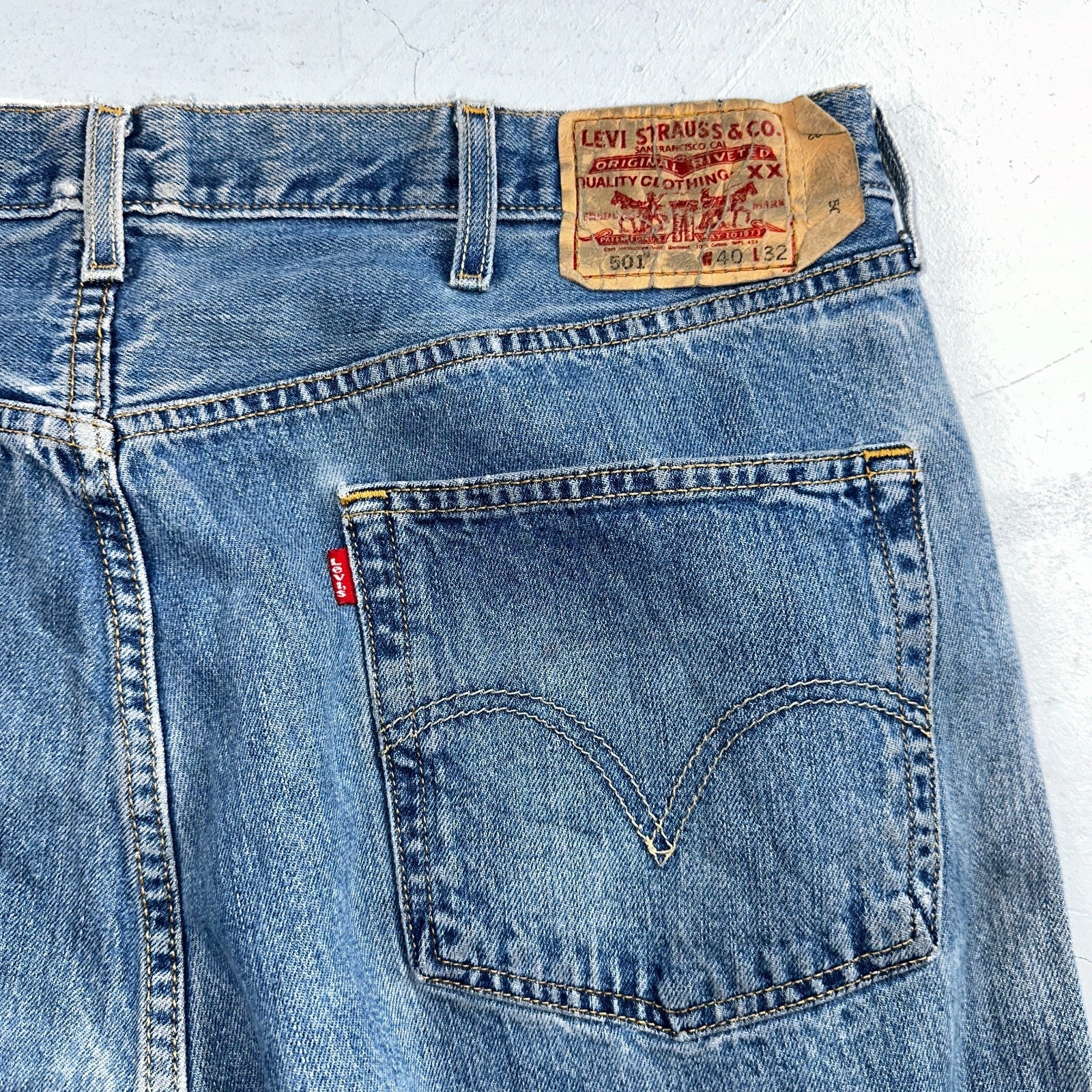 Levis 501 Vintage Y2K 90s XX Straight Leg Jeans Blue Light Wash 40x32 Act 38x31
