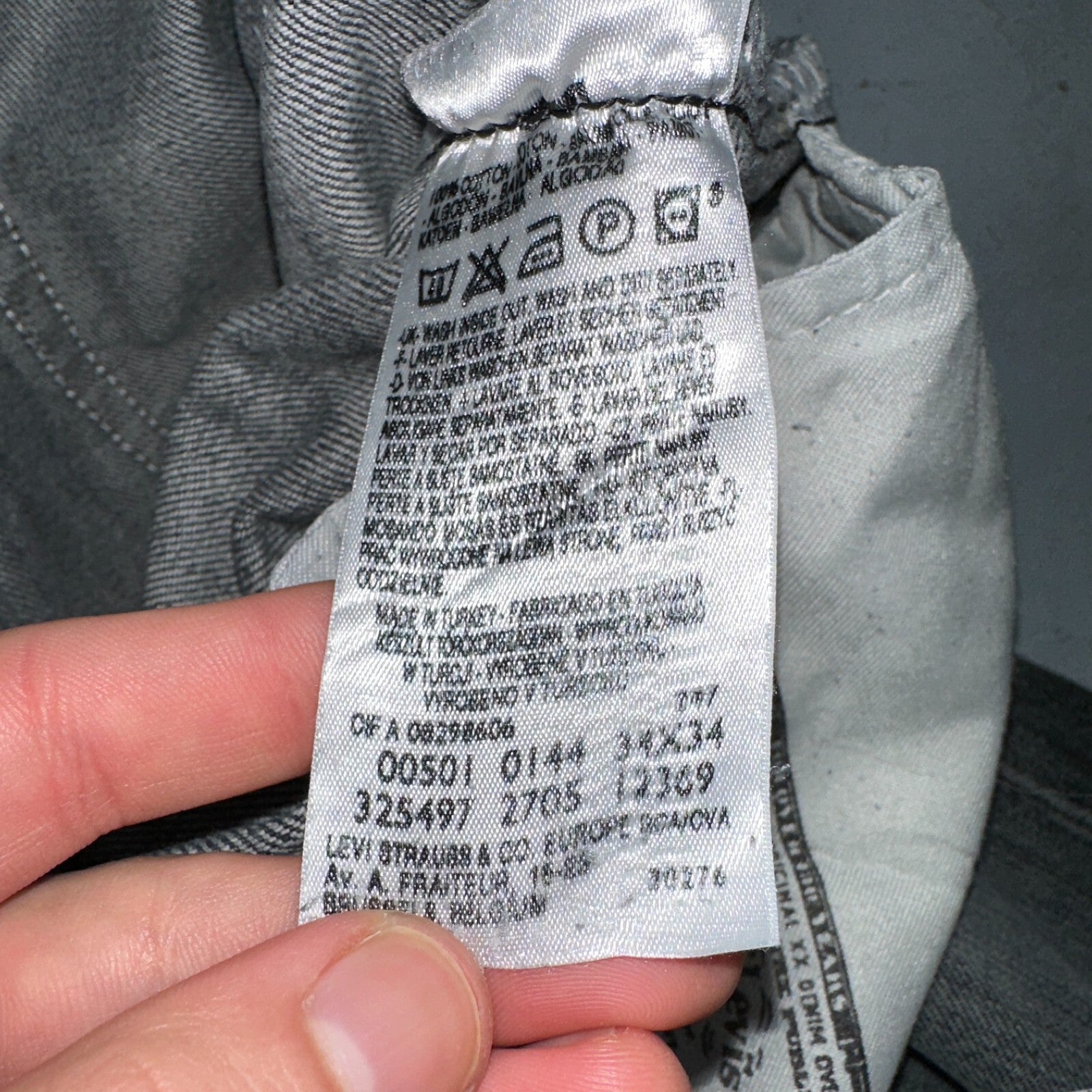 Levis 501 Vintage Y2K XX Straight Leg Jeans Black Light Wash 34x34 Act 33x33