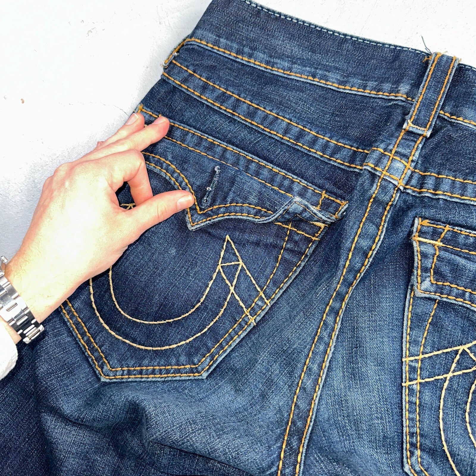 True Religion VTG Billy Big T Blue Jeans Bootcut Y2K Made USA Sz 30 (32x30)