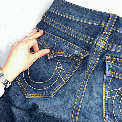 True Religion VTG Billy Big T Blue Jeans Bootcut Y2K Made USA Sz 30 (32x30)