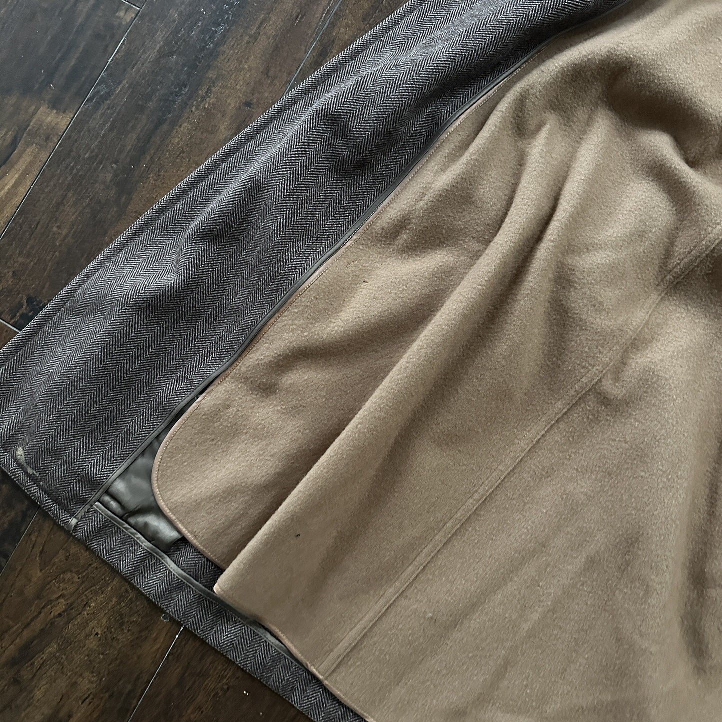 VTG 1960s Barron Anderson Herringbone Wool Overcoat USA Rockabilly 60s Lined