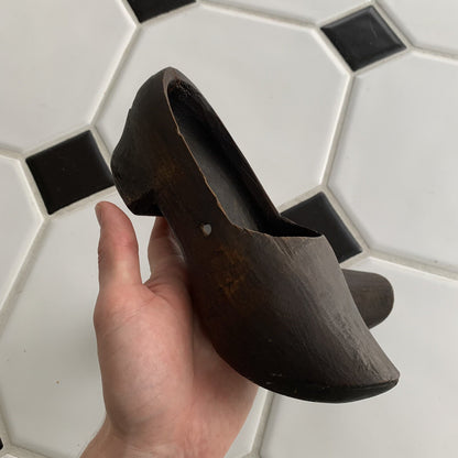 Antique Primitive Early Carved Wood Pair Clogs Shoes 1919 France Dutch Slippers