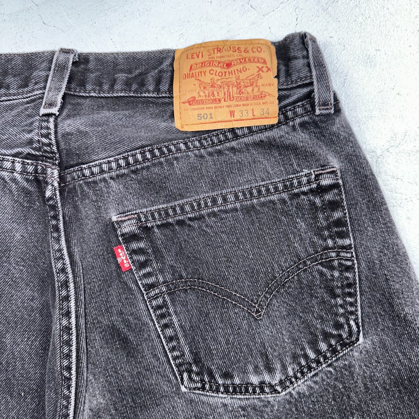 Levis 501 Vintage 80s USA XX Straight Leg Jeans Black Light Wash 33x34 Act 31x32