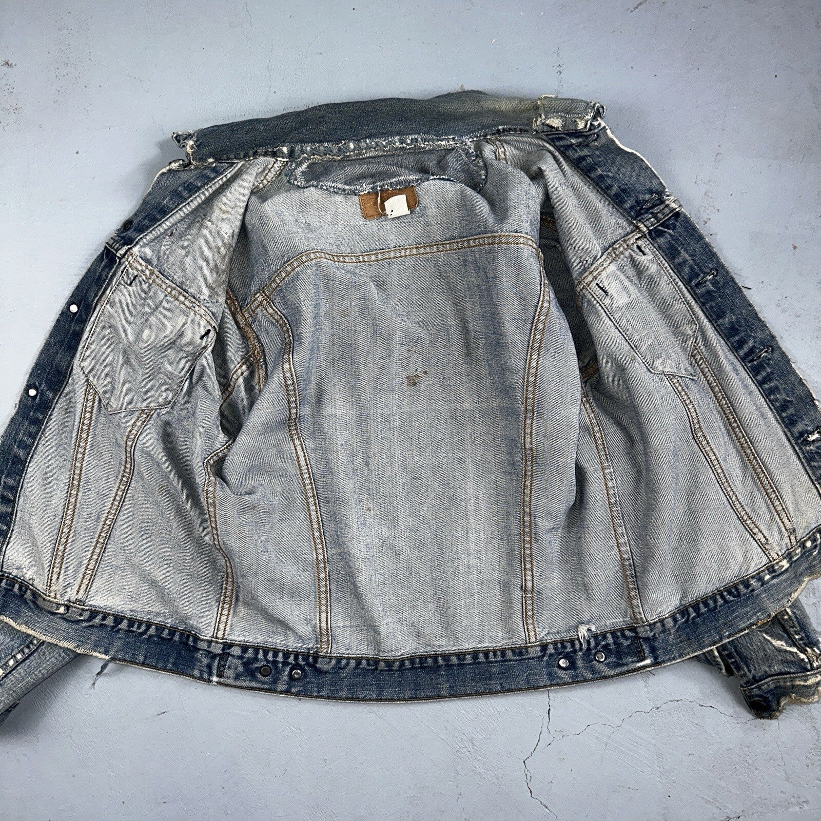 Levis VTG Denim Size 42 Type 3 III Trucker Jean Jacket Thrashed 1970s 70s Patch
