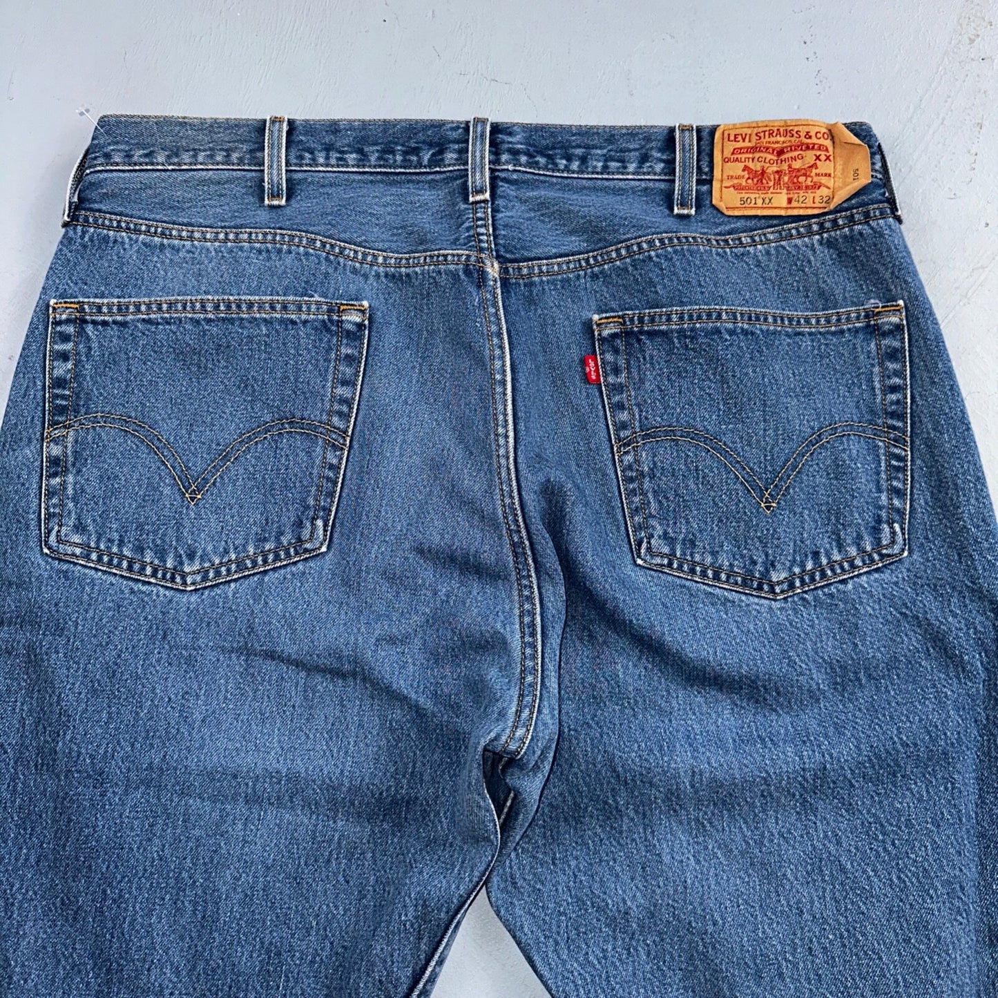 Levis 501 Vintage Y2K XX Straight Leg Jeans Blue Med Wash 42x32 Act 38x28