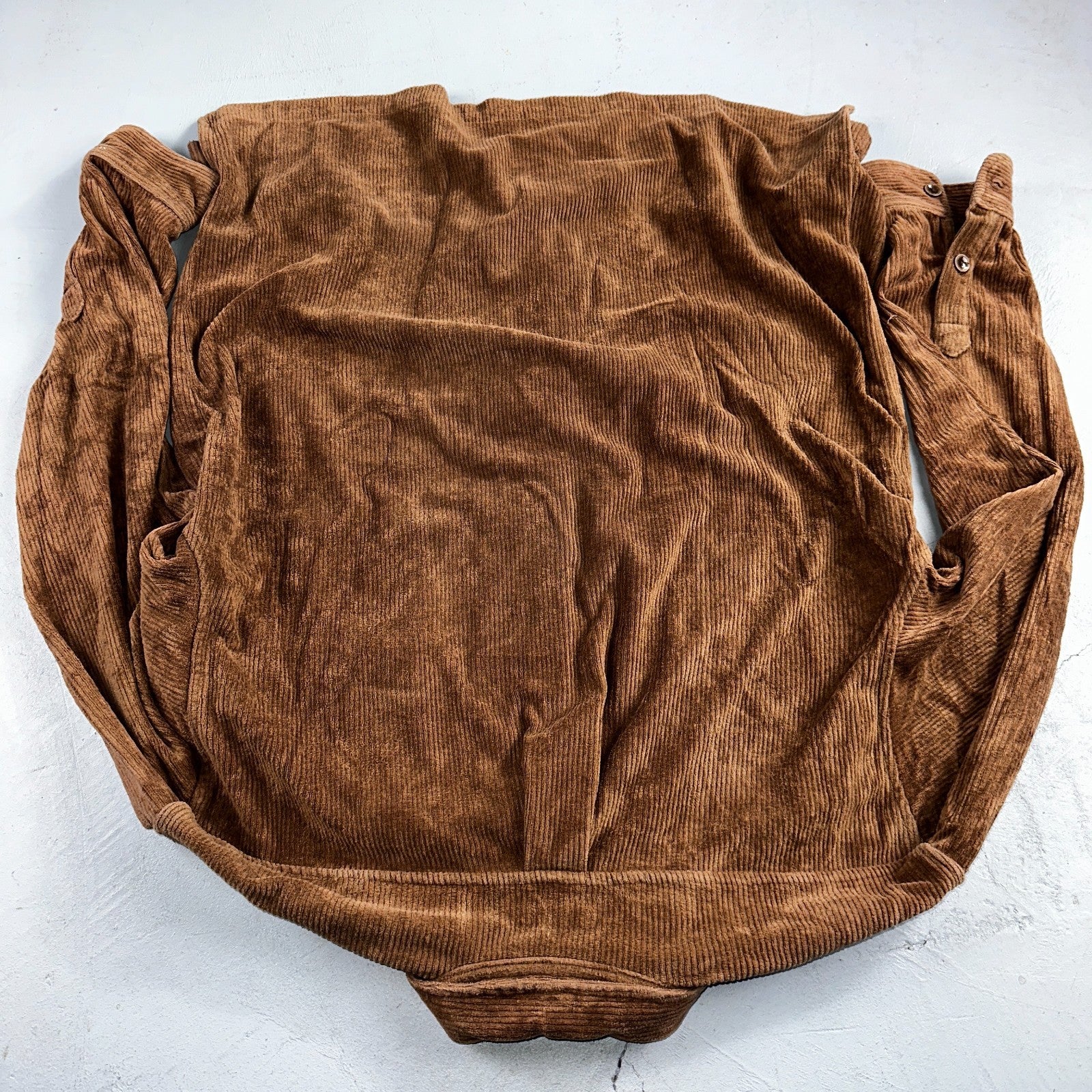 True Grit Brown Tan Shirt Mens L Corduroy Camp Hike Chore Button Down Shirt USA