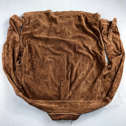 True Grit Brown Tan Shirt Mens L Corduroy Camp Hike Chore Button Down Shirt USA