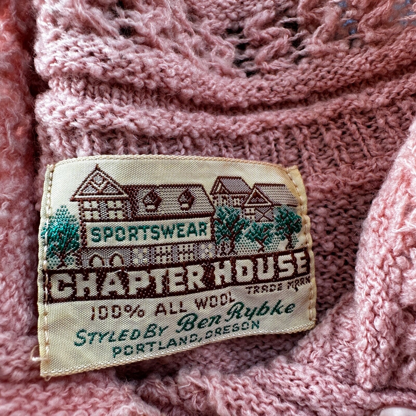 VTG 1960s Pink Knit Cardigan Sweater Rockabilly 60s Wool Belted Chapter House