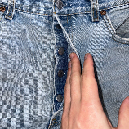 Levis 501 Vintage 90s USA XX Straight Leg Jeans Blue Thrashed 34x34 Act 33x32