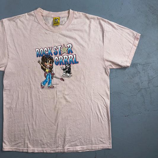 Big Dogs Rock Star GRRRL Girl Y2K VTG T Shirt Bratz Dolls 2000s Pink Cute Punk