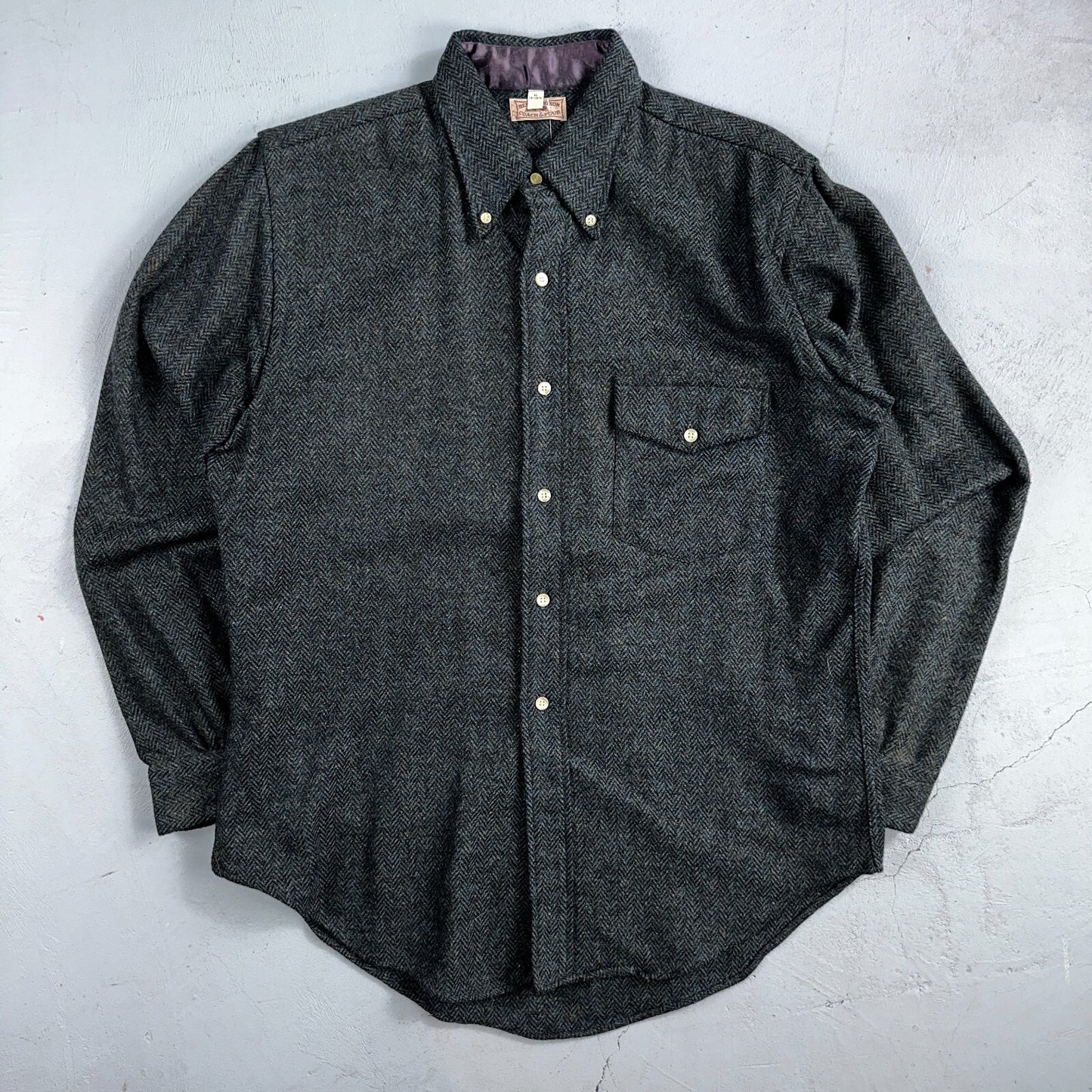 VTG Benson Rixon Shirt Mens M Button Down Dagger 60s 70s Rockabilly Herringbone