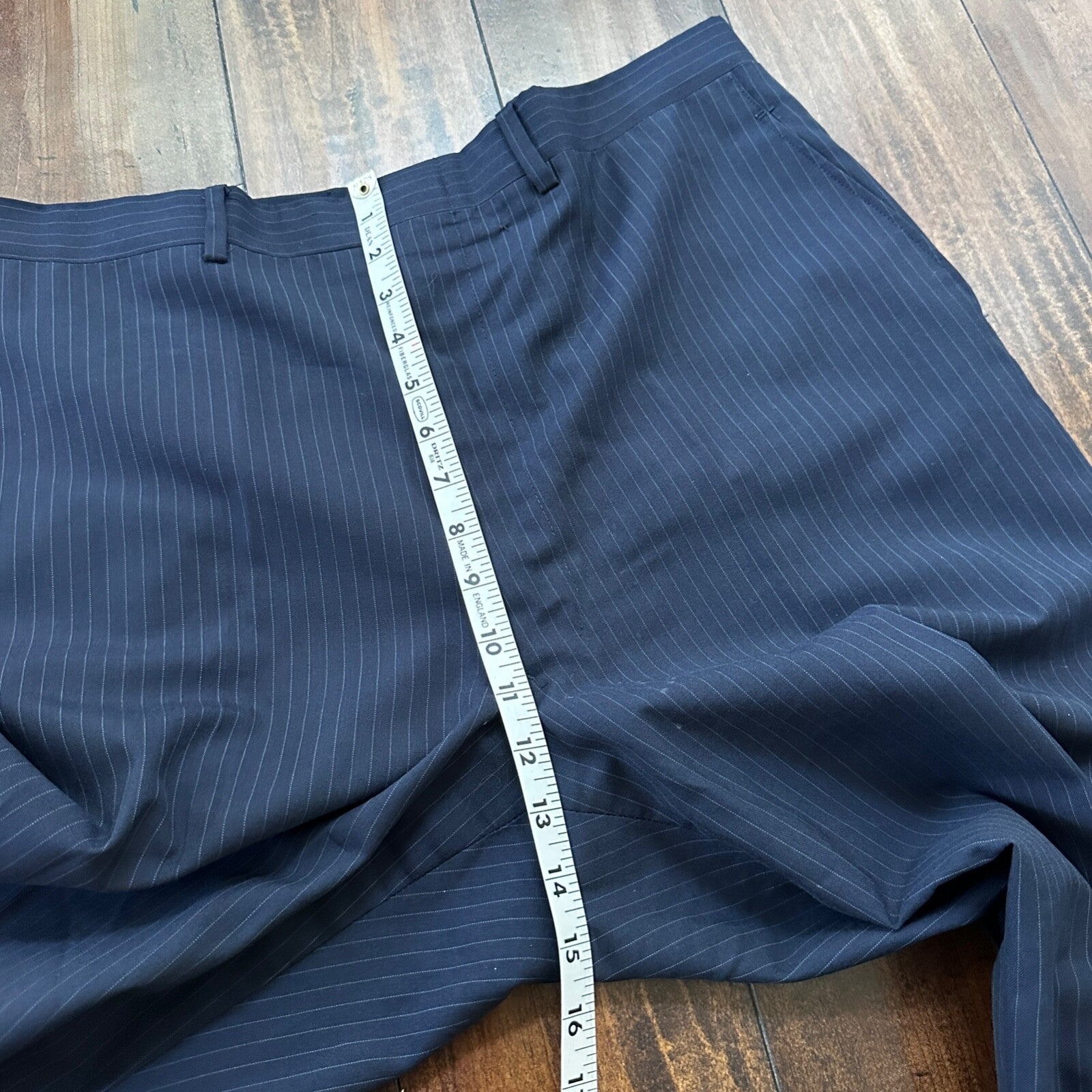 1960s Navy Blue Sport Jacket VTG Mens Suit 44 38x28 Rockabilly Pinstripe Pants