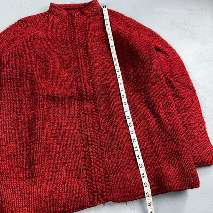 VTG Sweater Mens L Red Cable Knit Ribbed Full Zip 1950s Rockabilly Talon Rare