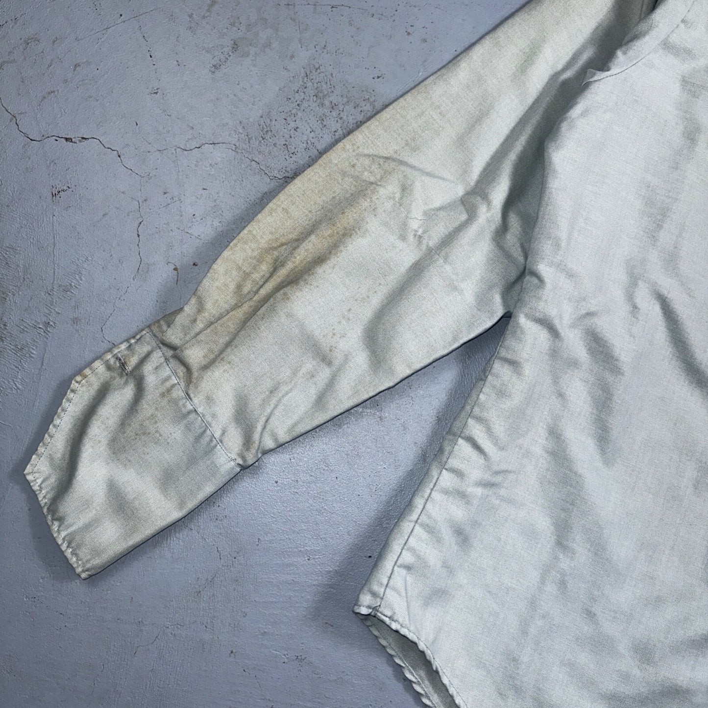 Vintage 70s DaVinci California Mod Long Sleeve Button Shirt Blue Thrashed