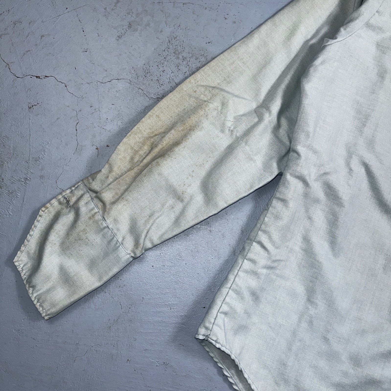 Vintage 70s DaVinci California Mod Long Sleeve Button Shirt Blue Thrashed