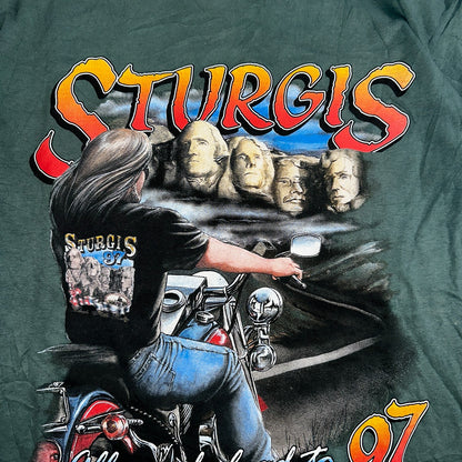 Vintage 1997 Sturgis Motorcycle Rally Big Print T Shirt Large Biker Double Side