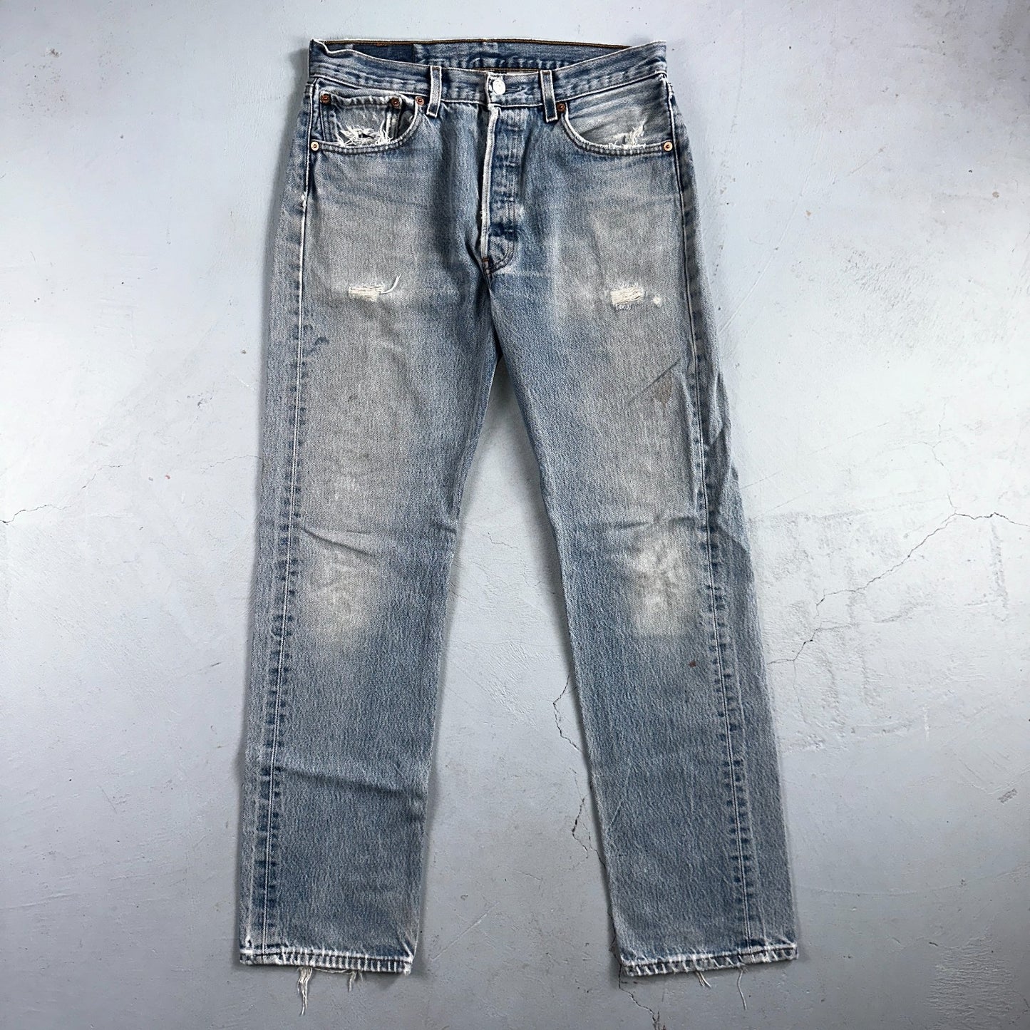 Levis 501 Vintage 90s Mexico Straight Leg Jeans Blue Light Wash 33x36 Act 31x31