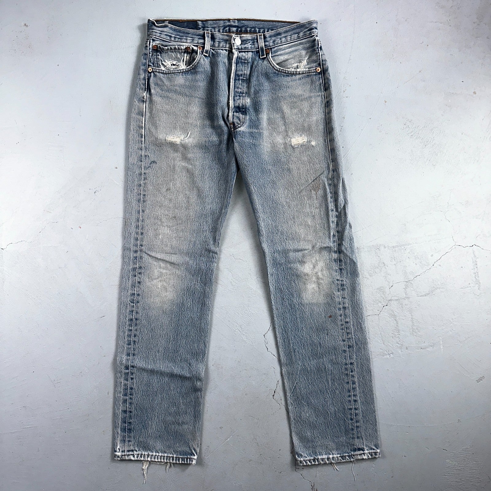 Levis 501 Vintage 90s Mexico Straight Leg Jeans Blue Light Wash 33x36 Act 31x31