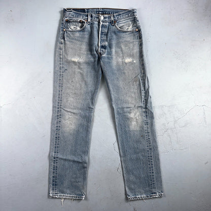 Levis 501 Vintage 90s Mexico Straight Leg Jeans Blue Light Wash 33x36 Act 31x31