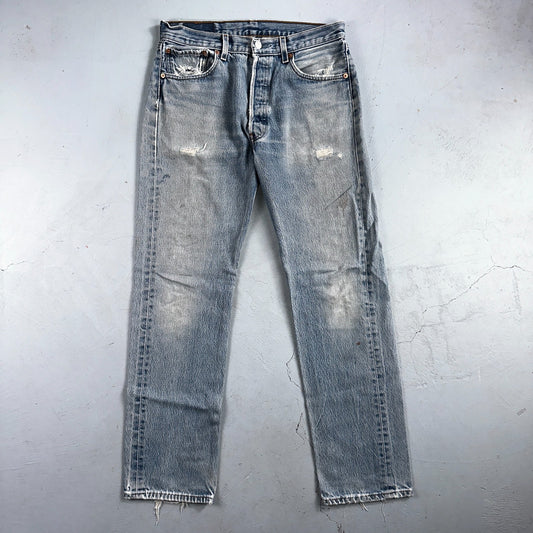 Levis 501 Vintage 90s Mexico Straight Leg Jeans Blue Light Wash 33x36 Act 31x31