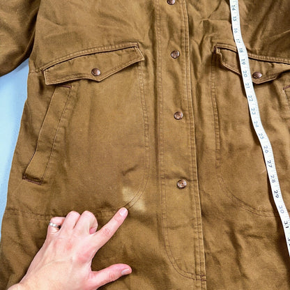 Vintage LL Bean Aztec Fleece Lined Womens Canvas Long Button Duster Coat M