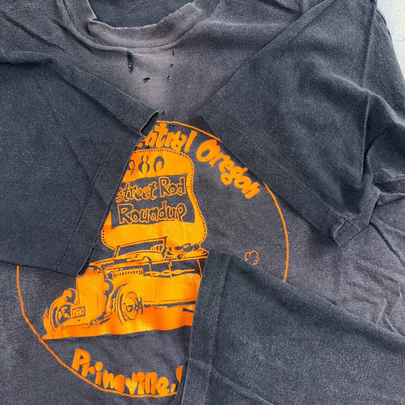 Street Rod Faded Thrashed VTG T Shirt Central Oregon Prineville Cars Racing 80s